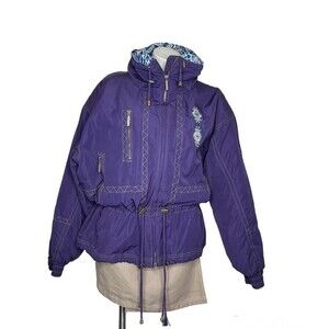POWDERHORN Western Sport Purple Ski Snow Jacket Cinched Waist Size 14 VINTAGE